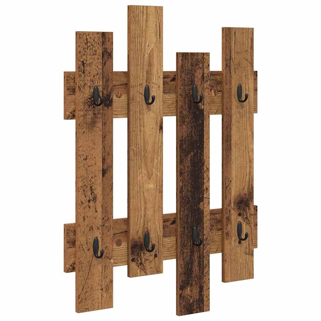 Wandgemonteerde kapstok Oudhout 60 x 3 x 82 cm Bewerkt hout is nu te koop bij PeponiXL, paradijselijk wonen!
