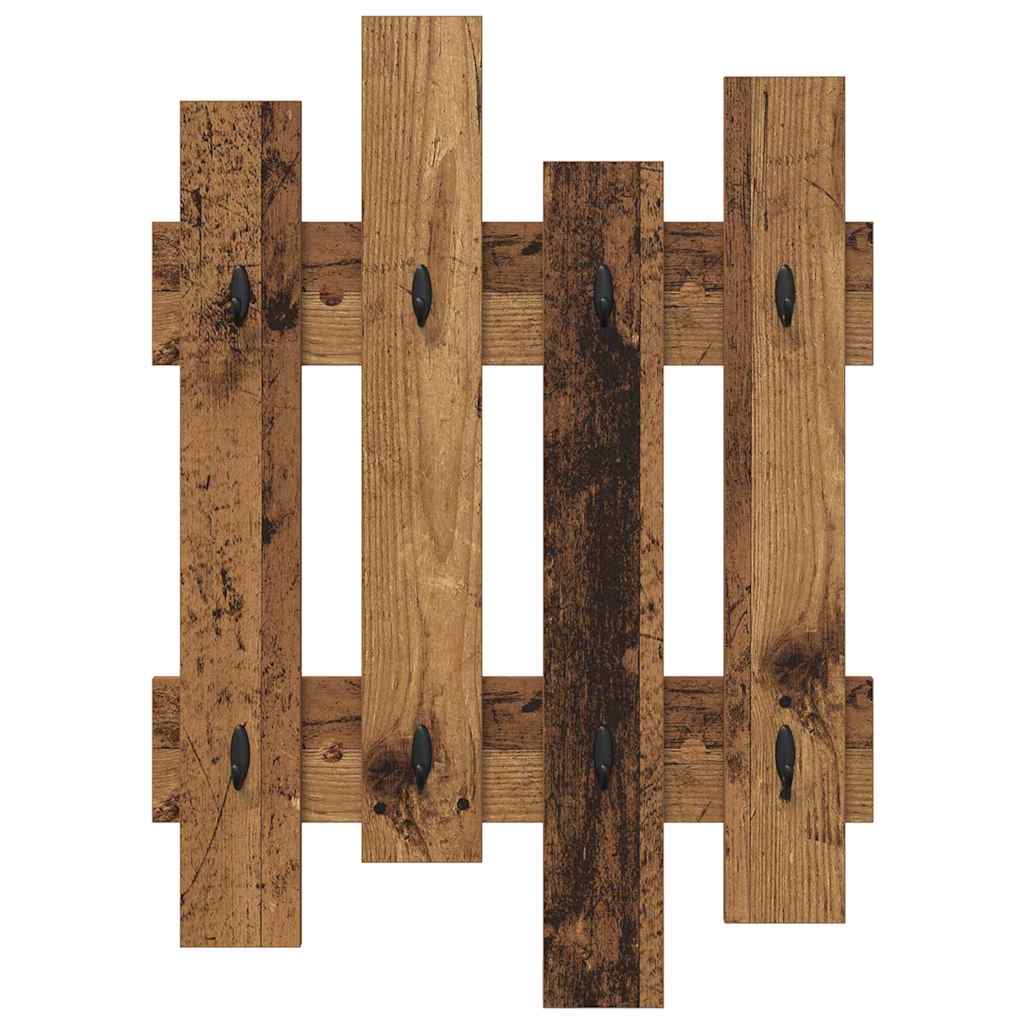 Wandgemonteerde kapstok Oudhout 60 x 3 x 82 cm Bewerkt hout is nu te koop bij PeponiXL, paradijselijk wonen!