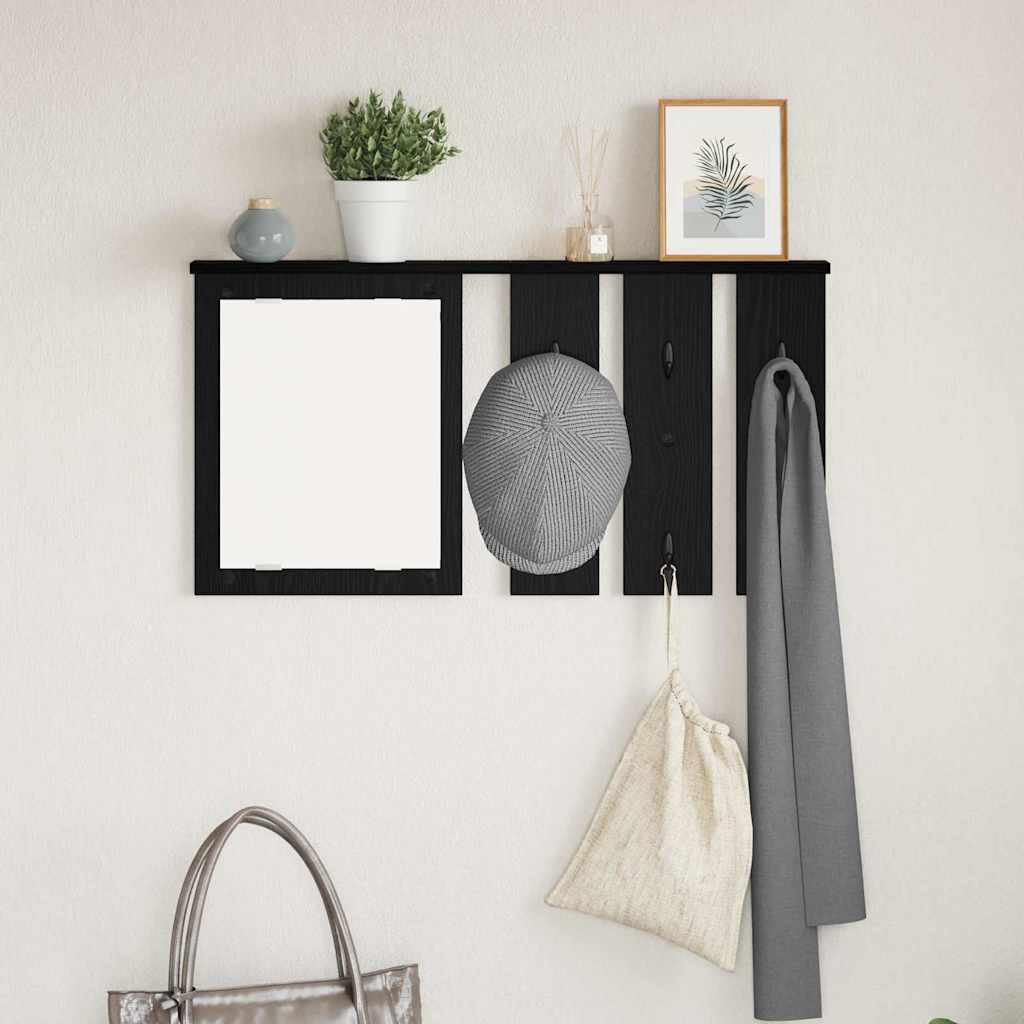 Wandgemonteerde kapstok met plank Zwart eiken 85 x 10 x 45 cm is nu te koop bij PeponiXL, paradijselijk wonen!