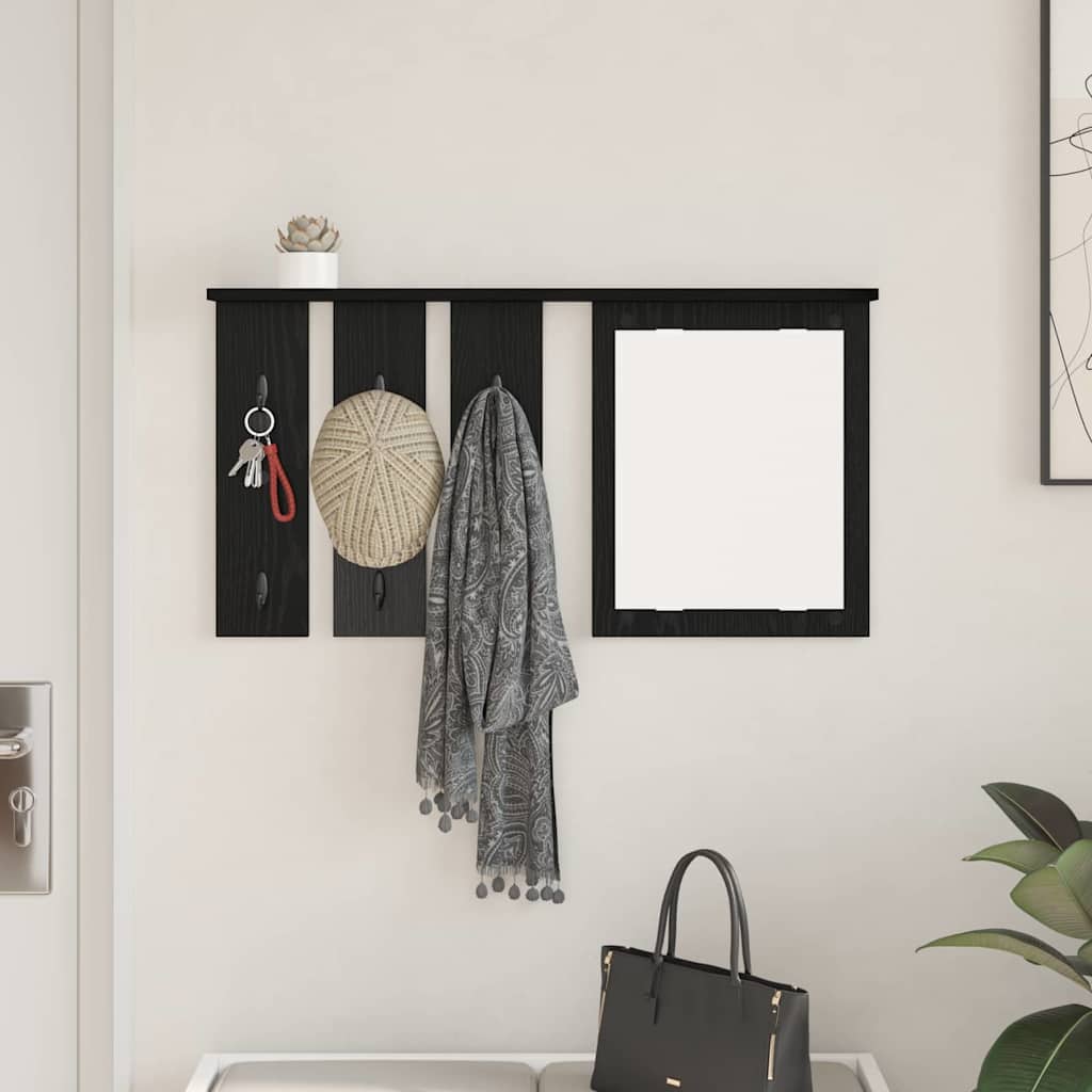 Wandgemonteerde kapstok met plank Zwart eiken 85 x 10 x 45 cm is nu te koop bij PeponiXL, paradijselijk wonen!