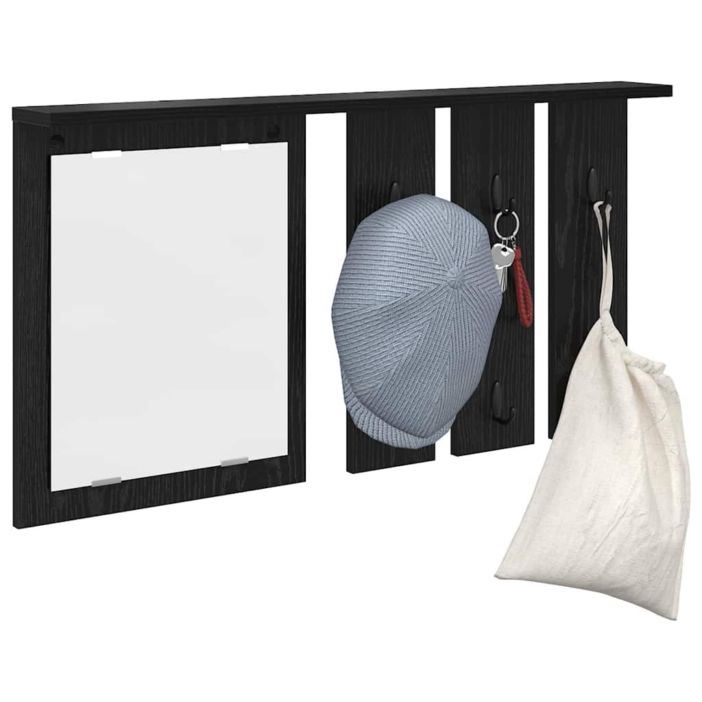 Wandgemonteerde kapstok met plank Zwart eiken 85 x 10 x 45 cm is nu te koop bij PeponiXL, paradijselijk wonen!
