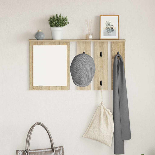 Wandgemonteerde kapstok met plank Sonoma eiken 85 x 10 x 45 cm is nu te koop bij PeponiXL, paradijselijk wonen!