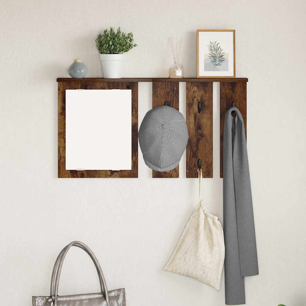 Wandgemonteerde kapstok met plank Gerookt eiken 85 x 10 x 45 cm is nu te koop bij PeponiXL, paradijselijk wonen!
