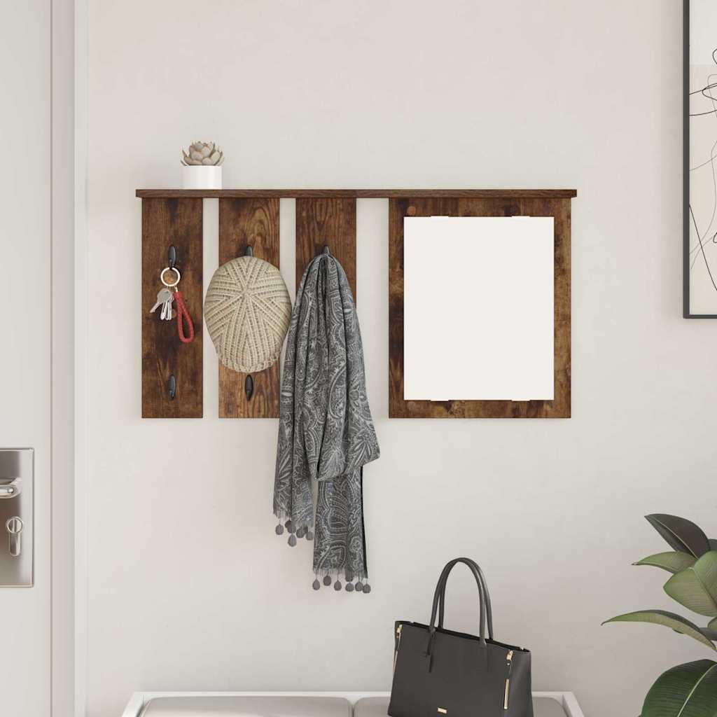 Wandgemonteerde kapstok met plank Gerookt eiken 85 x 10 x 45 cm is nu te koop bij PeponiXL, paradijselijk wonen!