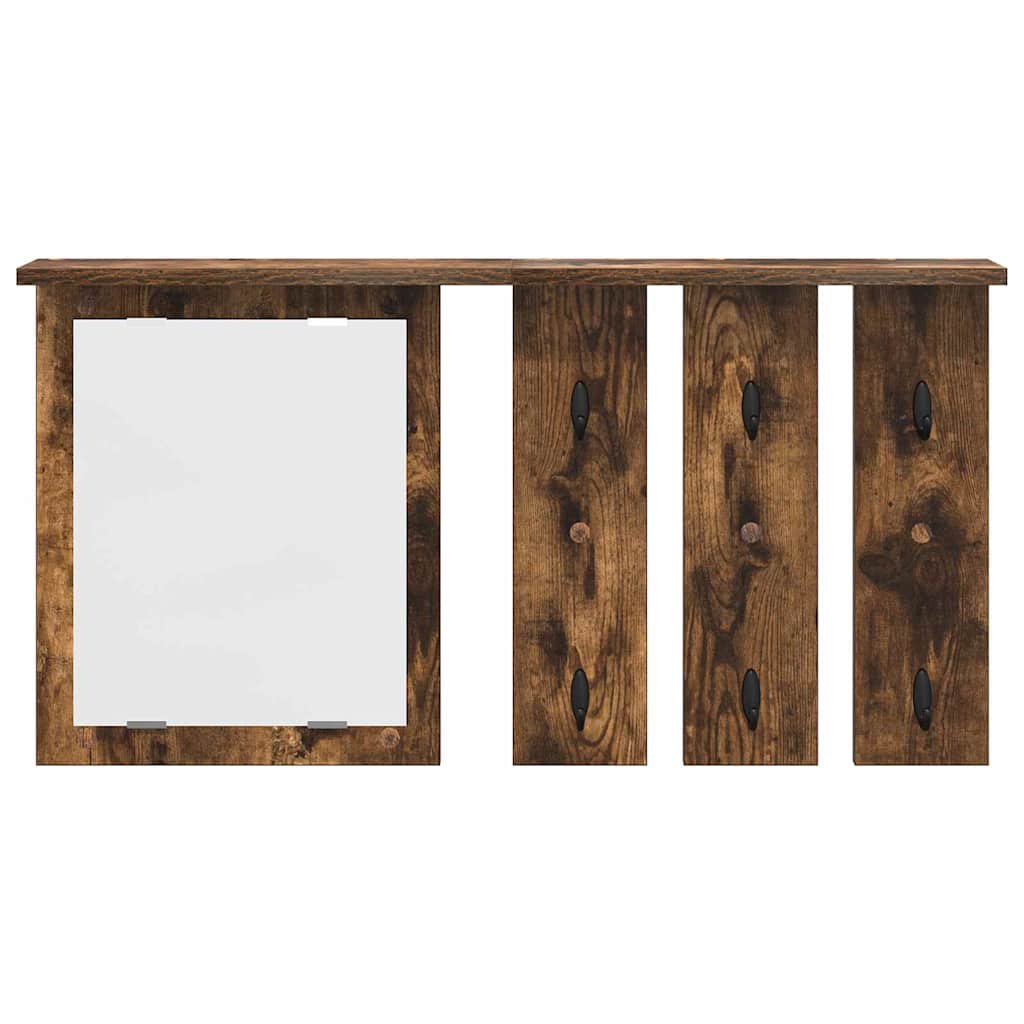 Wandgemonteerde kapstok met plank Gerookt eiken 85 x 10 x 45 cm is nu te koop bij PeponiXL, paradijselijk wonen!