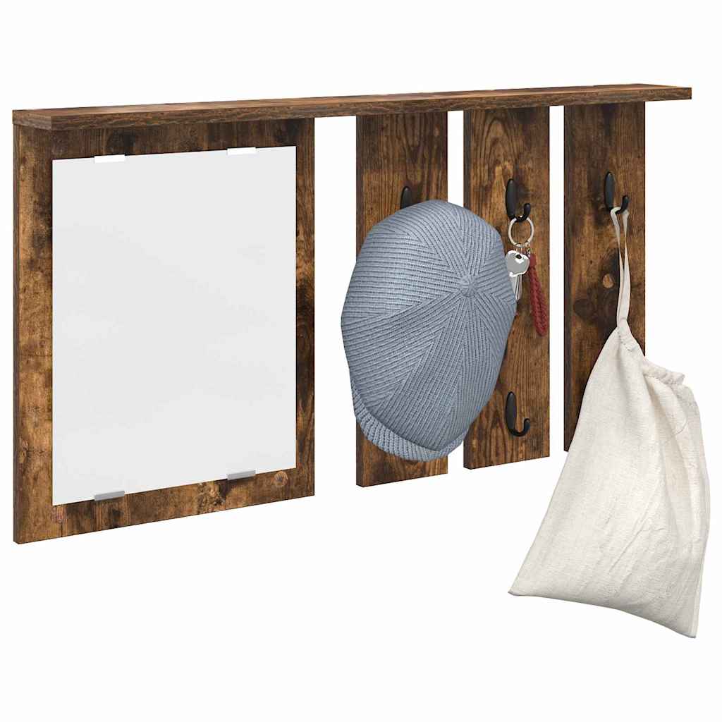 Wandgemonteerde kapstok met plank Gerookt eiken 85 x 10 x 45 cm is nu te koop bij PeponiXL, paradijselijk wonen!