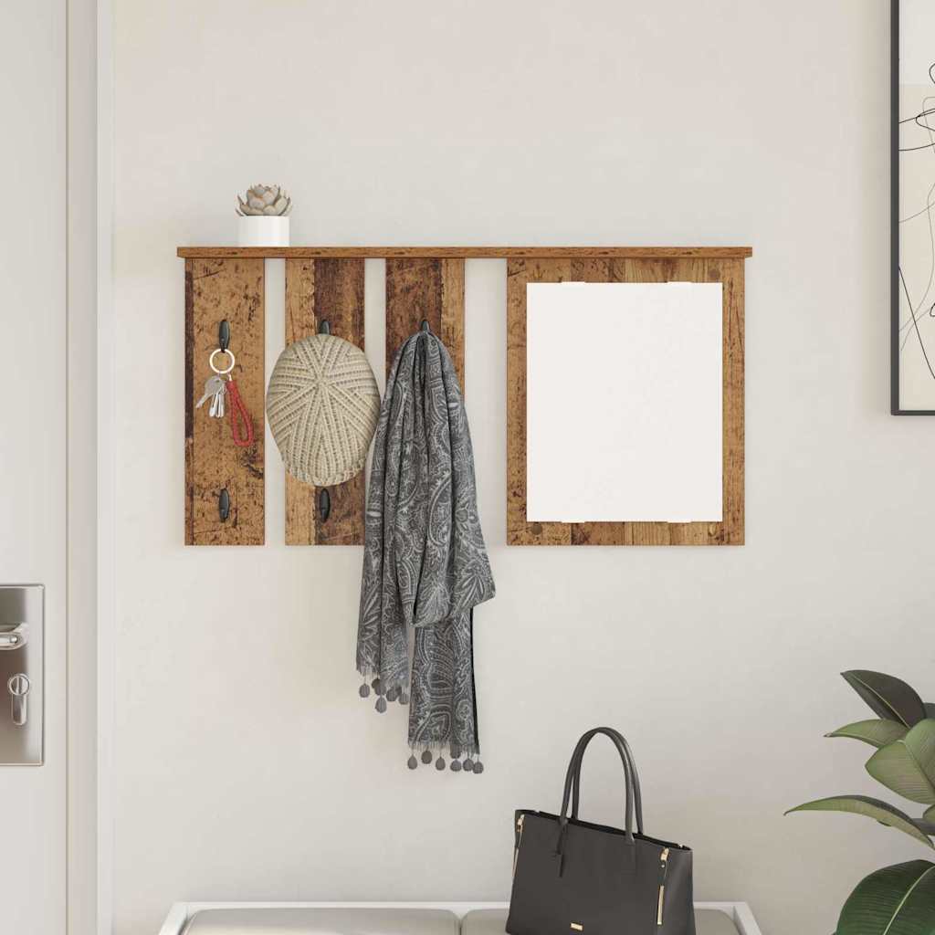 Wandgemonteerde kapstok Oud hout 85 x 10 x 45 cm Bewerkt hout is nu te koop bij PeponiXL, paradijselijk wonen!