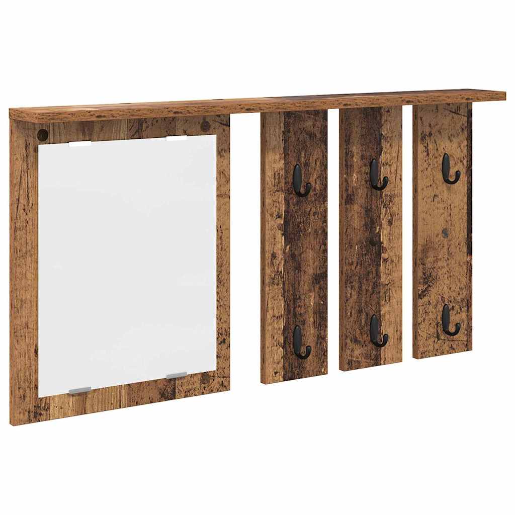 Wandgemonteerde kapstok Oud hout 85 x 10 x 45 cm Bewerkt hout is nu te koop bij PeponiXL, paradijselijk wonen!