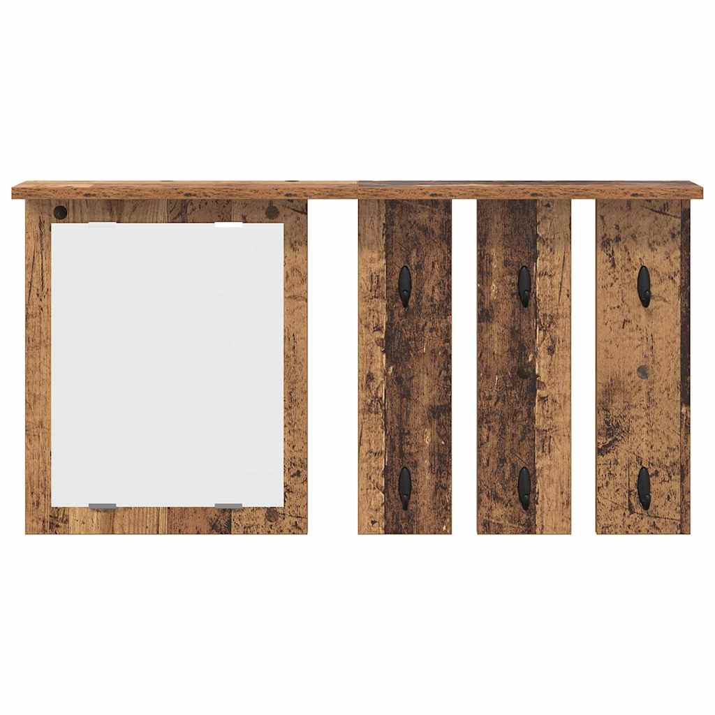 Wandgemonteerde kapstok Oud hout 85 x 10 x 45 cm Bewerkt hout is nu te koop bij PeponiXL, paradijselijk wonen!