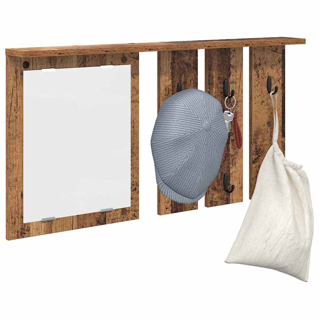 Wandgemonteerde kapstok Oud hout 85 x 10 x 45 cm Bewerkt hout is nu te koop bij PeponiXL, paradijselijk wonen!