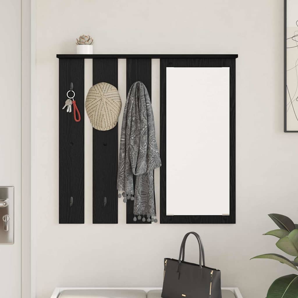 Wandgemonteerde kapstok met plank Zwart eiken 84 x 10 x 80 cm is nu te koop bij PeponiXL, paradijselijk wonen!