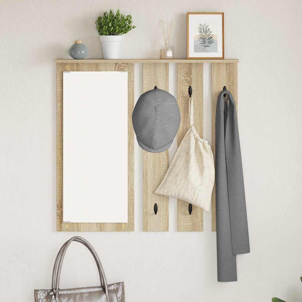 Wandgemonteerde kapstok met plank Sonoma eiken 84 x 10 x 80 cm is nu te koop bij PeponiXL, paradijselijk wonen!