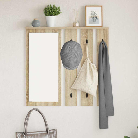 Wandgemonteerde kapstok met plank Sonoma eiken 84 x 10 x 80 cm is nu te koop bij PeponiXL, paradijselijk wonen!