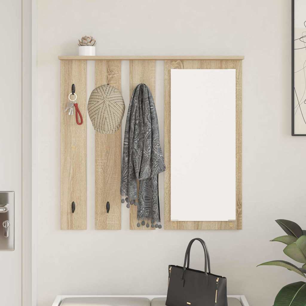 Wandgemonteerde kapstok met plank Sonoma eiken 84 x 10 x 80 cm is nu te koop bij PeponiXL, paradijselijk wonen!