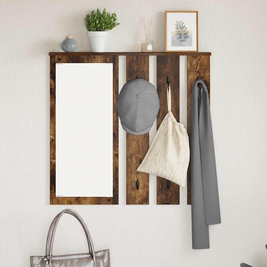 Wandgemonteerde kapstok met plank Gerookt eiken 84 x 10 x 80 cm is nu te koop bij PeponiXL, paradijselijk wonen!