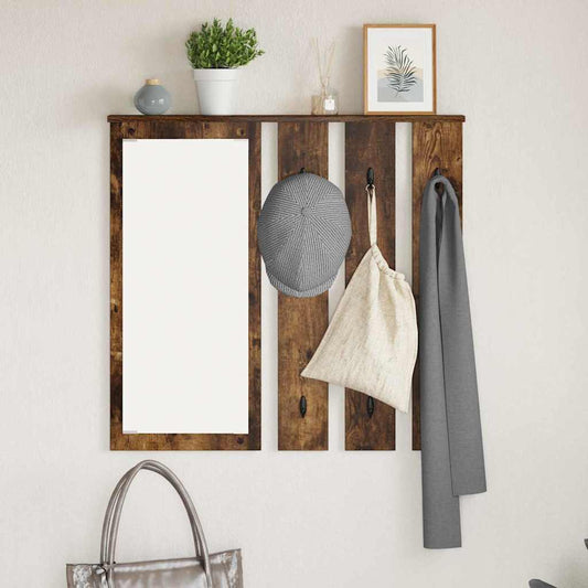 Wandgemonteerde kapstok met plank Gerookt eiken 84 x 10 x 80 cm is nu te koop bij PeponiXL, paradijselijk wonen!