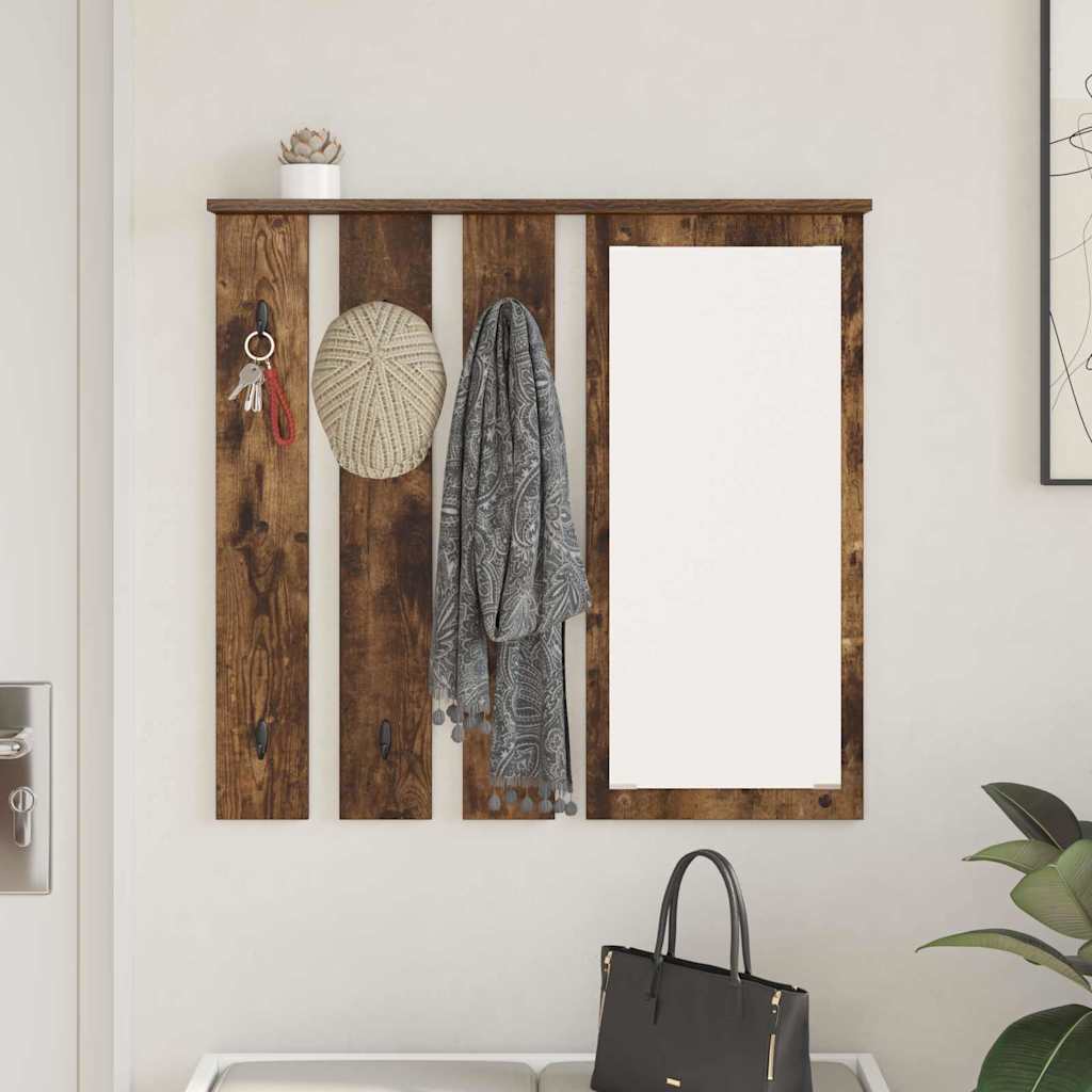 Wandgemonteerde kapstok met plank Gerookt eiken 84 x 10 x 80 cm is nu te koop bij PeponiXL, paradijselijk wonen!