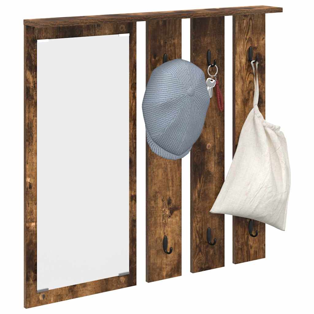 Wandgemonteerde kapstok met plank Gerookt eiken 84 x 10 x 80 cm is nu te koop bij PeponiXL, paradijselijk wonen!