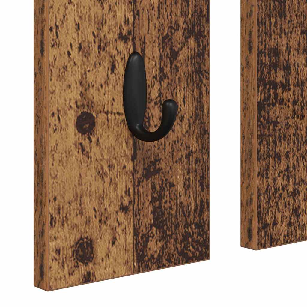 Wandgemonteerde kapstok Oud hout 84 x 10 x 80 cm Bewerkt hout is nu te koop bij PeponiXL, paradijselijk wonen!