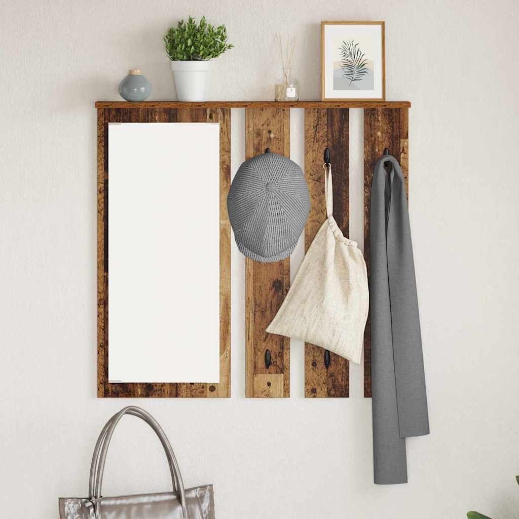 Wandgemonteerde kapstok Oud hout 84 x 10 x 80 cm Bewerkt hout is nu te koop bij PeponiXL, paradijselijk wonen!