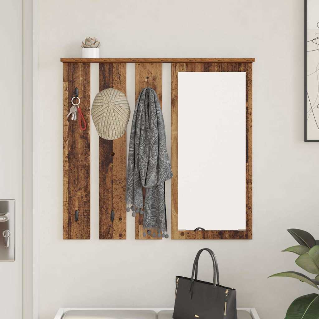 Wandgemonteerde kapstok Oud hout 84 x 10 x 80 cm Bewerkt hout is nu te koop bij PeponiXL, paradijselijk wonen!