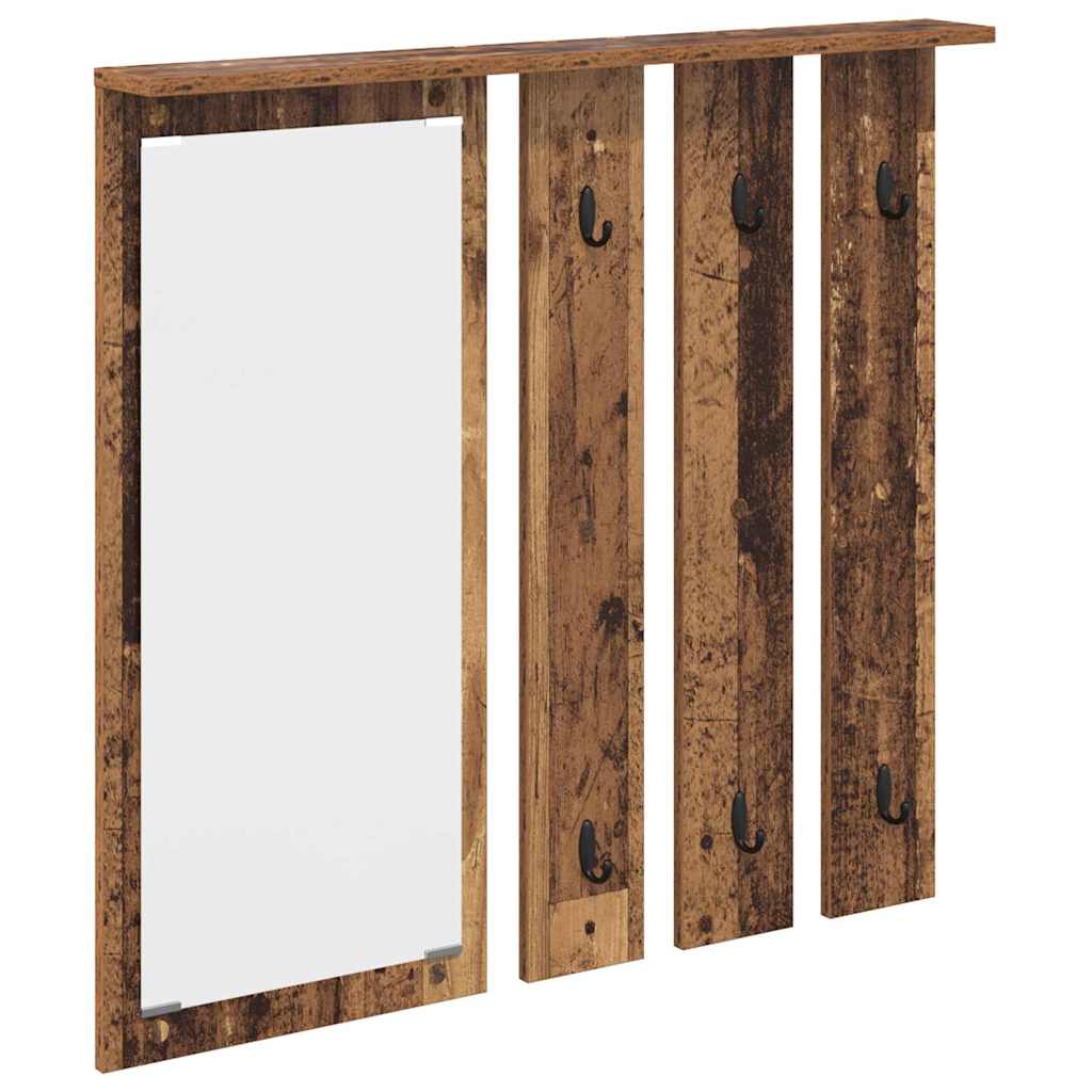 Wandgemonteerde kapstok Oud hout 84 x 10 x 80 cm Bewerkt hout is nu te koop bij PeponiXL, paradijselijk wonen!