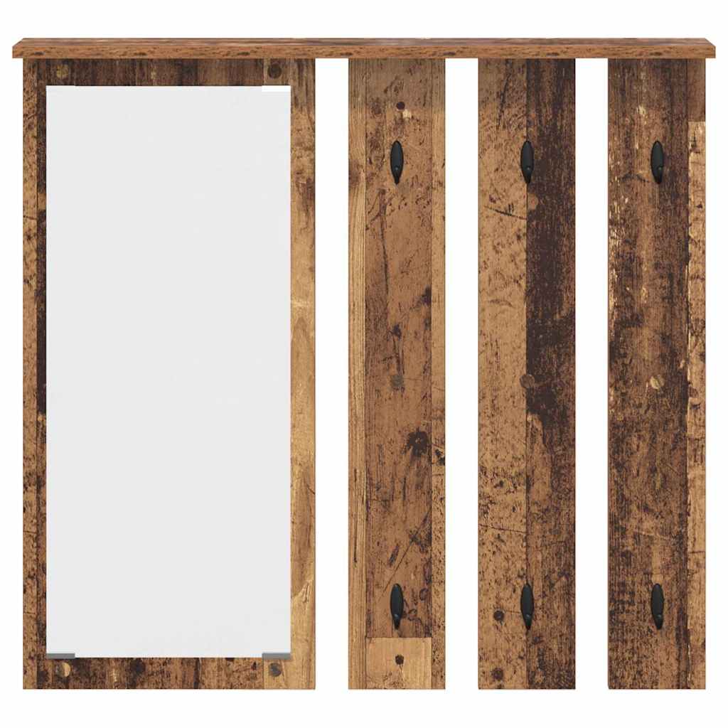 Wandgemonteerde kapstok Oud hout 84 x 10 x 80 cm Bewerkt hout is nu te koop bij PeponiXL, paradijselijk wonen!