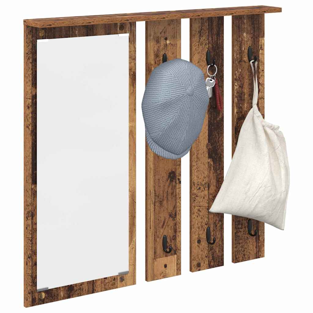 Wandgemonteerde kapstok Oud hout 84 x 10 x 80 cm Bewerkt hout is nu te koop bij PeponiXL, paradijselijk wonen!