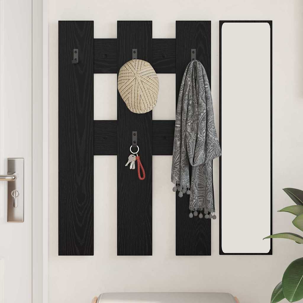 Wandgemonteerde kapstok met opslag Zwart Eiken 65 x 3 x 100 cm is nu te koop bij PeponiXL, paradijselijk wonen!