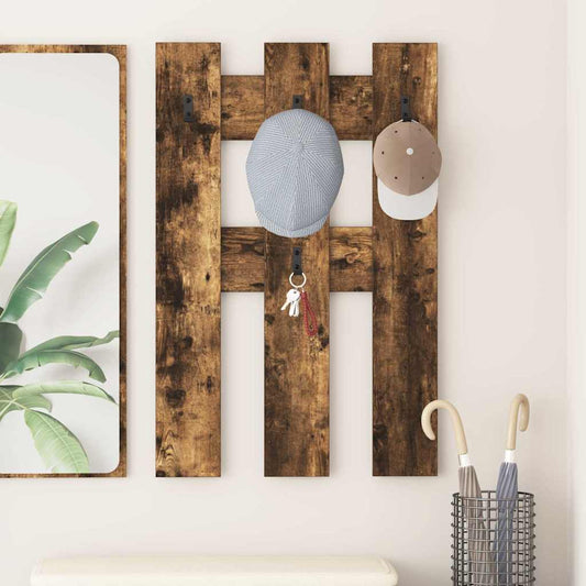 Wandgemonteerde kapstok Gerookt eiken 65 x 3 x 100 cm is nu te koop bij PeponiXL, paradijselijk wonen!