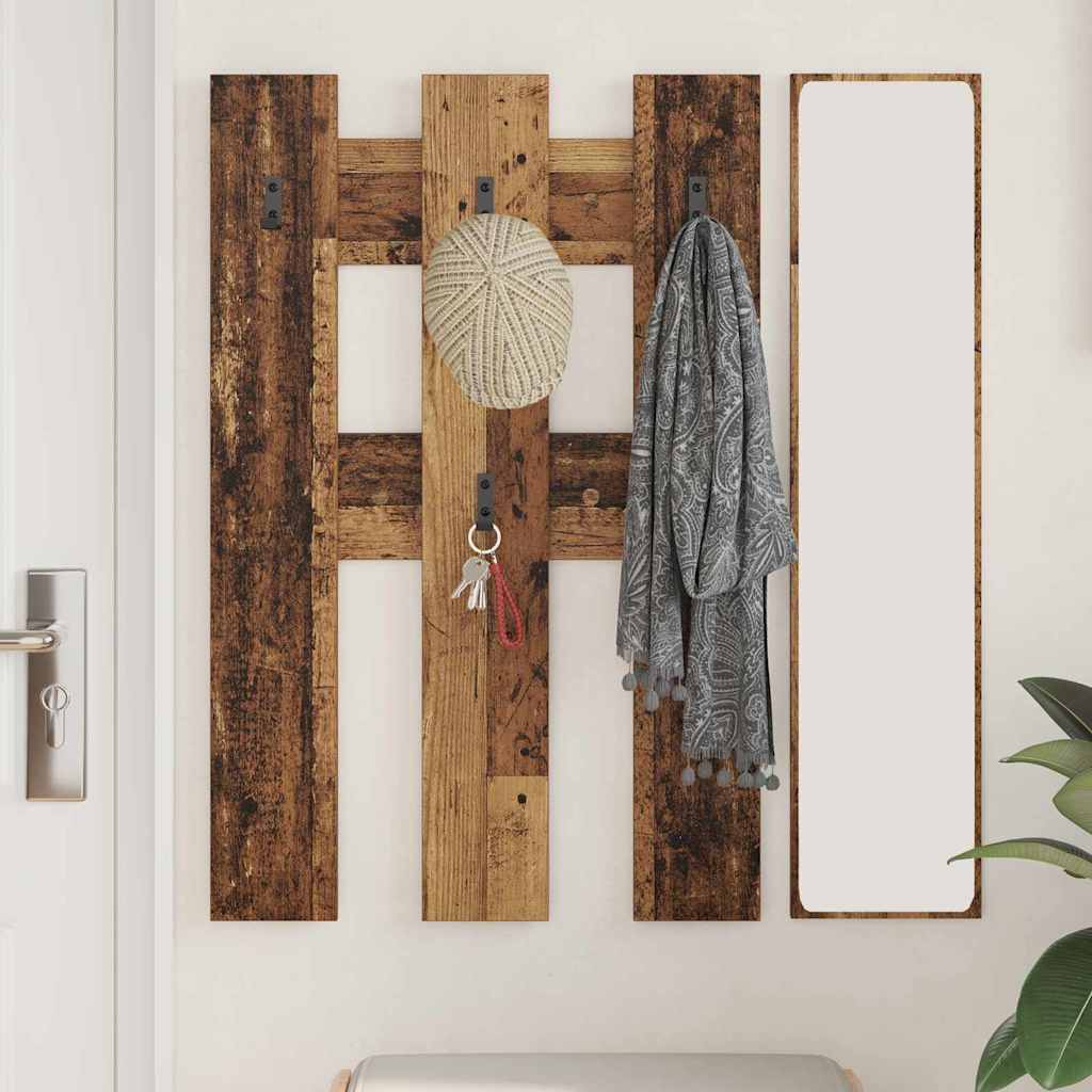 Wandgemonteerde kapstok Oudhout 65 x 3 x 100 cm Bewerkt hout
