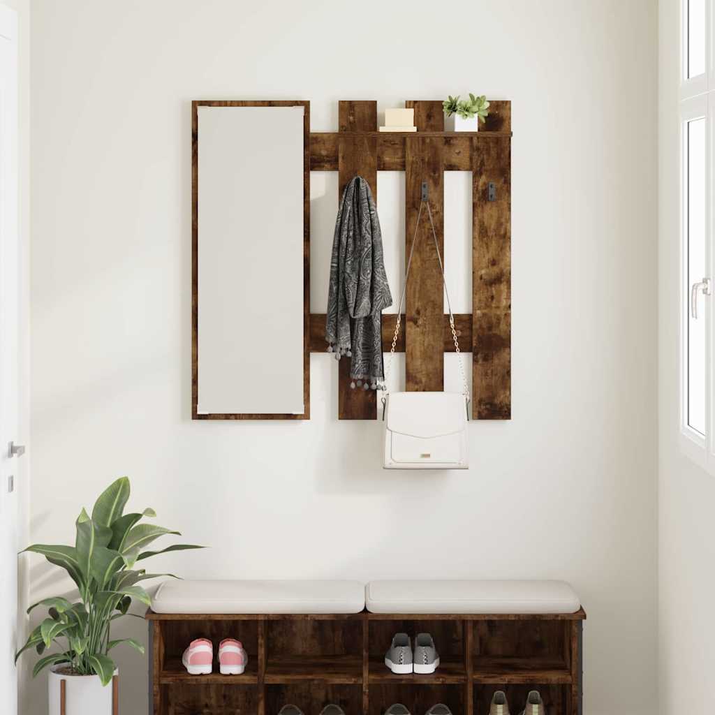 Wandgemonteerde kapstok Gerookt eiken 100 x 10 x 100 cm