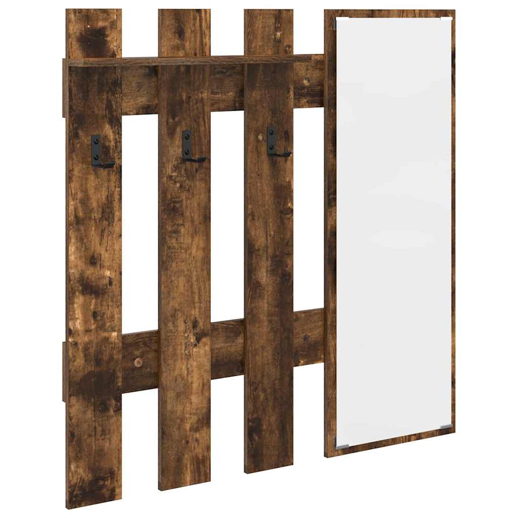 Wandgemonteerde kapstok Gerookt eiken 100 x 10 x 100 cm