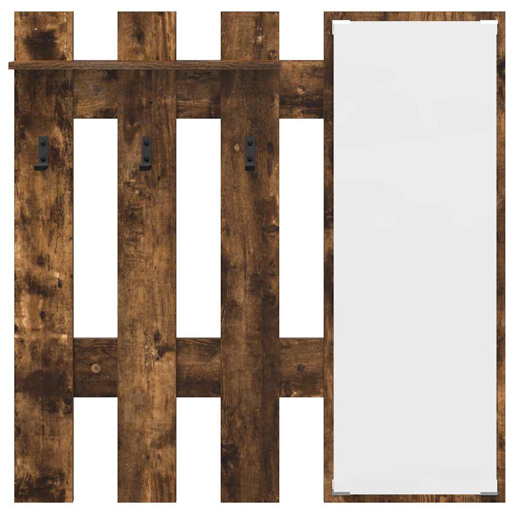Wandgemonteerde kapstok Gerookt eiken 100 x 10 x 100 cm