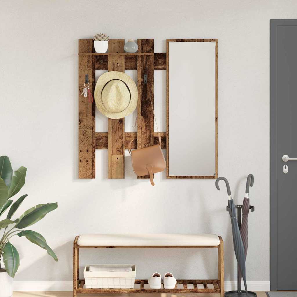 Wandgemonteerde kapstok Oudhout 100 x 10 x 100 cm Bewerkt hout is nu te koop bij PeponiXL, paradijselijk wonen!