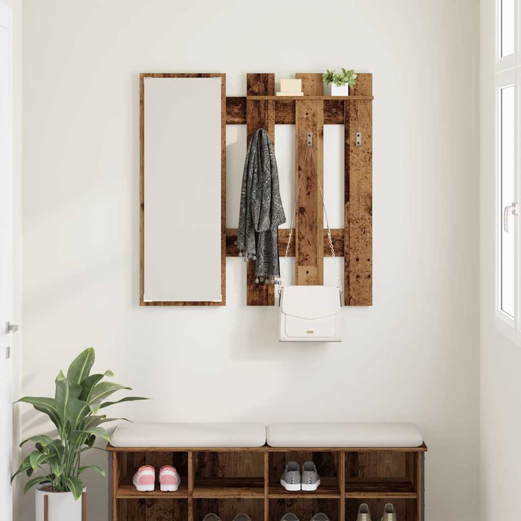 Wandgemonteerde kapstok Oudhout 100 x 10 x 100 cm Bewerkt hout is nu te koop bij PeponiXL, paradijselijk wonen!