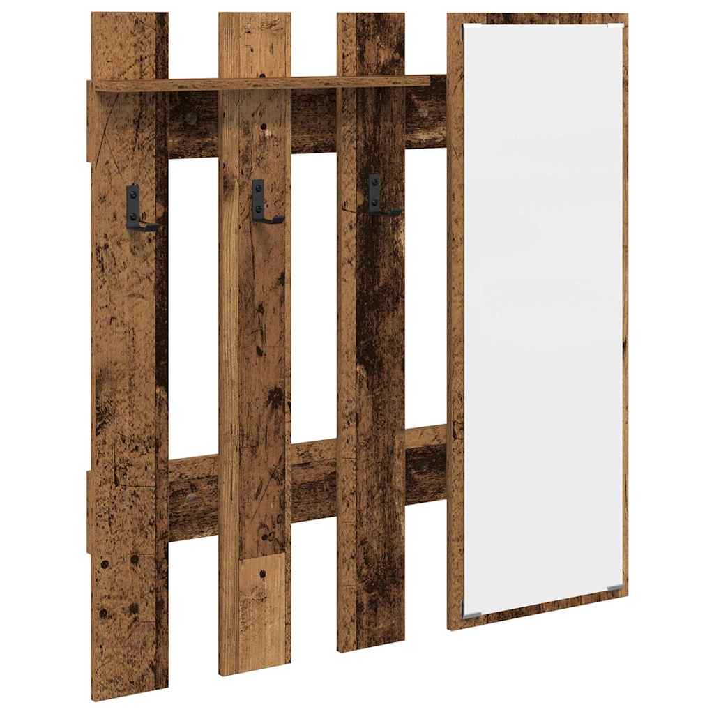 Wandgemonteerde kapstok Oudhout 100 x 10 x 100 cm Bewerkt hout is nu te koop bij PeponiXL, paradijselijk wonen!
