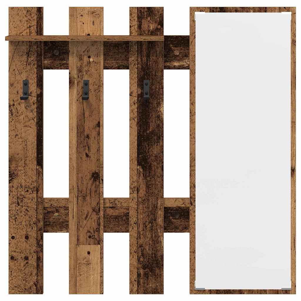 Wandgemonteerde kapstok Oudhout 100 x 10 x 100 cm Bewerkt hout is nu te koop bij PeponiXL, paradijselijk wonen!