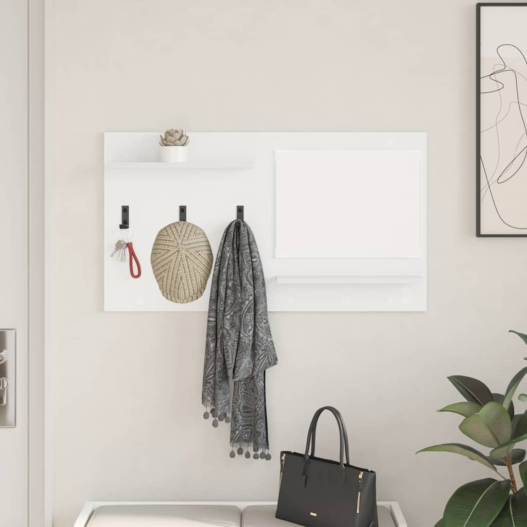 Wandgemonteerde kapstok Wit 90 x 10 x 50 cm Bewerkt hout is nu te koop bij PeponiXL, paradijselijk wonen!