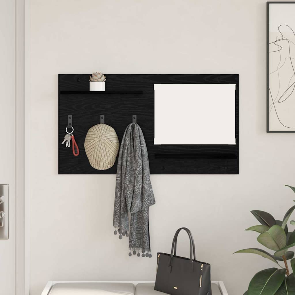 Wandgemonteerde kapstok met plank Zwart Eiken 90 x 10 x 50 cm is nu te koop bij PeponiXL, paradijselijk wonen!