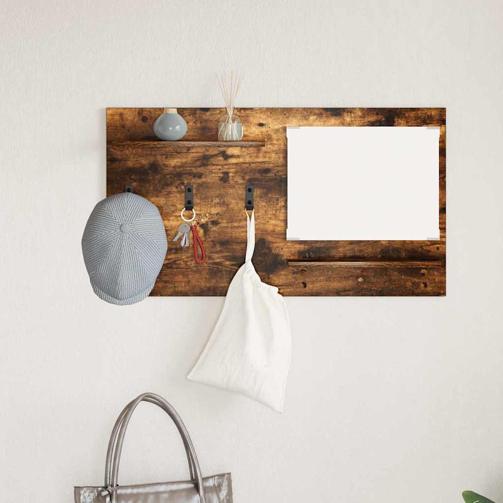 Wandgemonteerde kapstok met plank Gerookt eiken 90 x 10 x 50 cm is nu te koop bij PeponiXL, paradijselijk wonen!