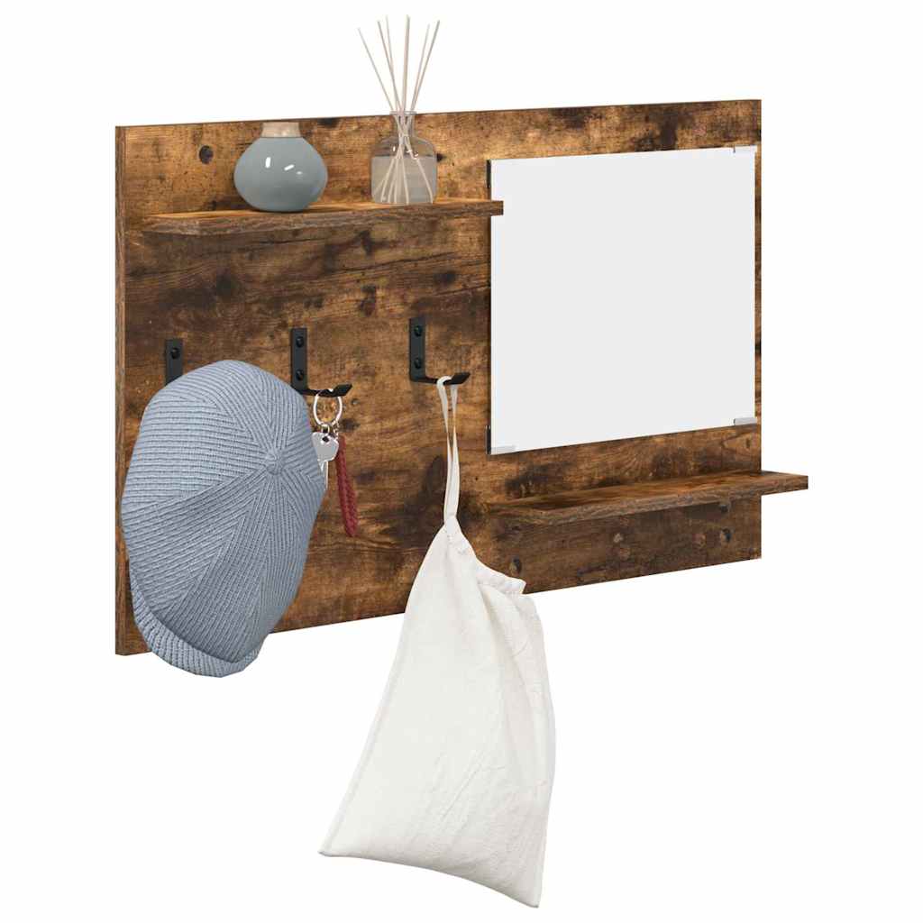 Wandgemonteerde kapstok met plank Gerookt eiken 90 x 10 x 50 cm is nu te koop bij PeponiXL, paradijselijk wonen!