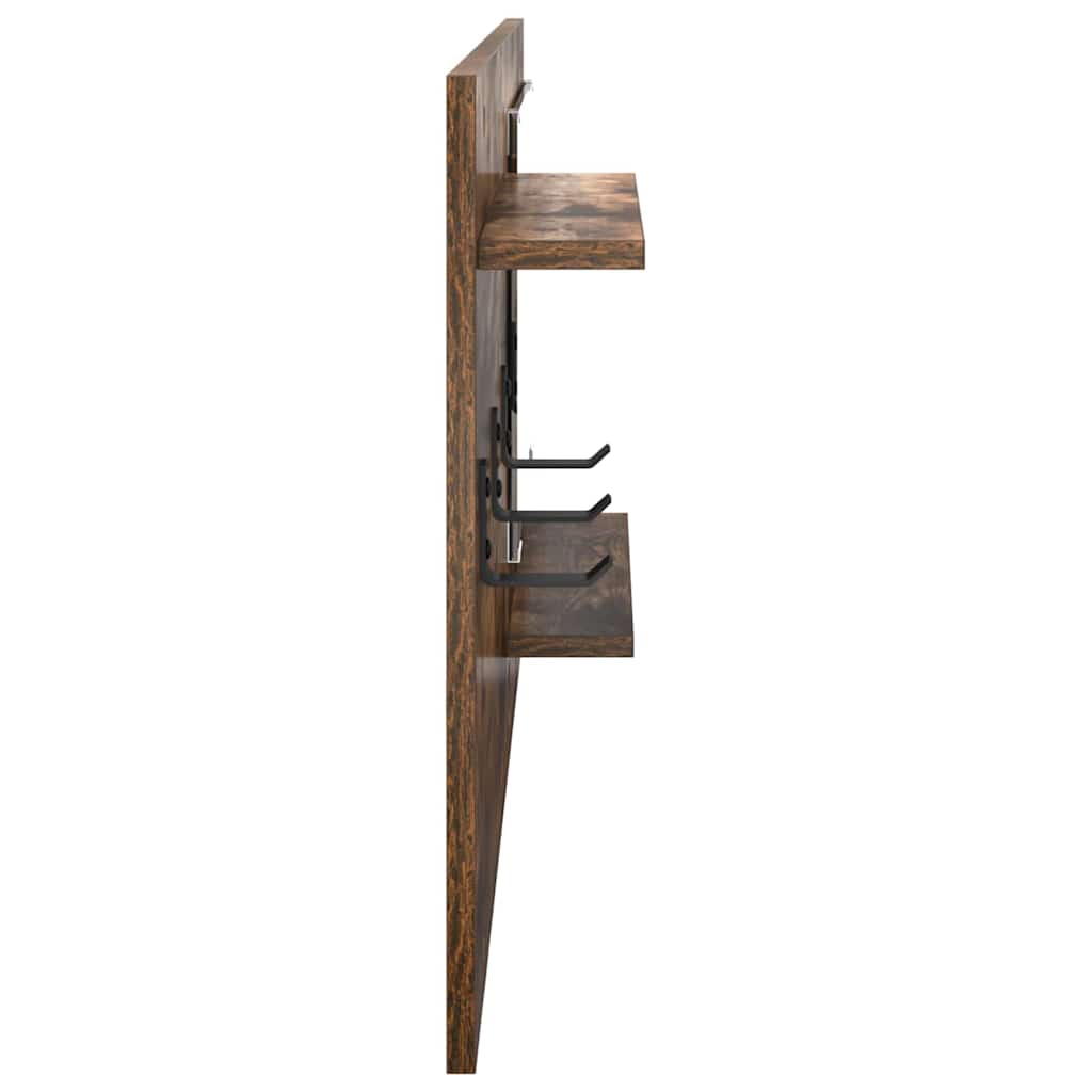 Wandgemonteerde kapstok met plank Gerookt eiken 90 x 10 x 50 cm is nu te koop bij PeponiXL, paradijselijk wonen!