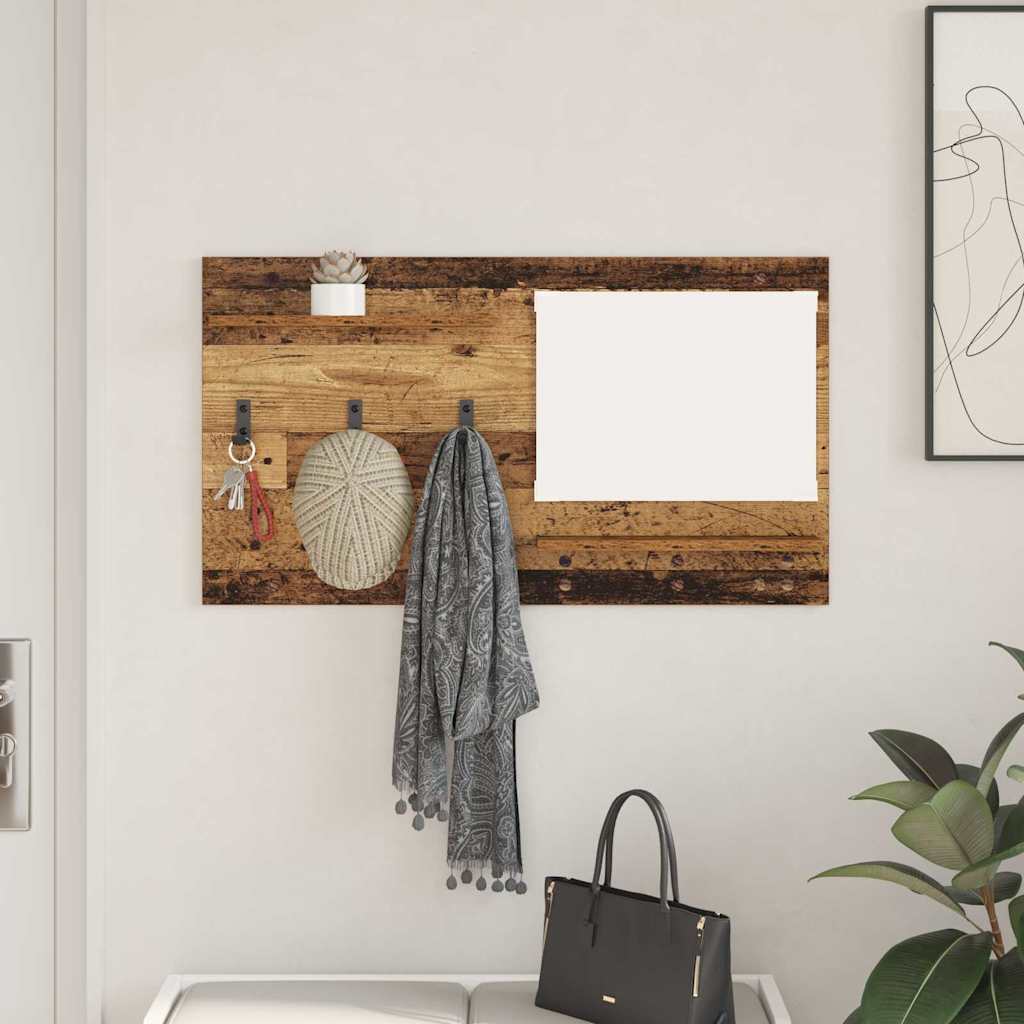 Wandgemonteerde kapstok Oudhout 90 x 10 x 50 cm Bewerkt hout is nu te koop bij PeponiXL, paradijselijk wonen!