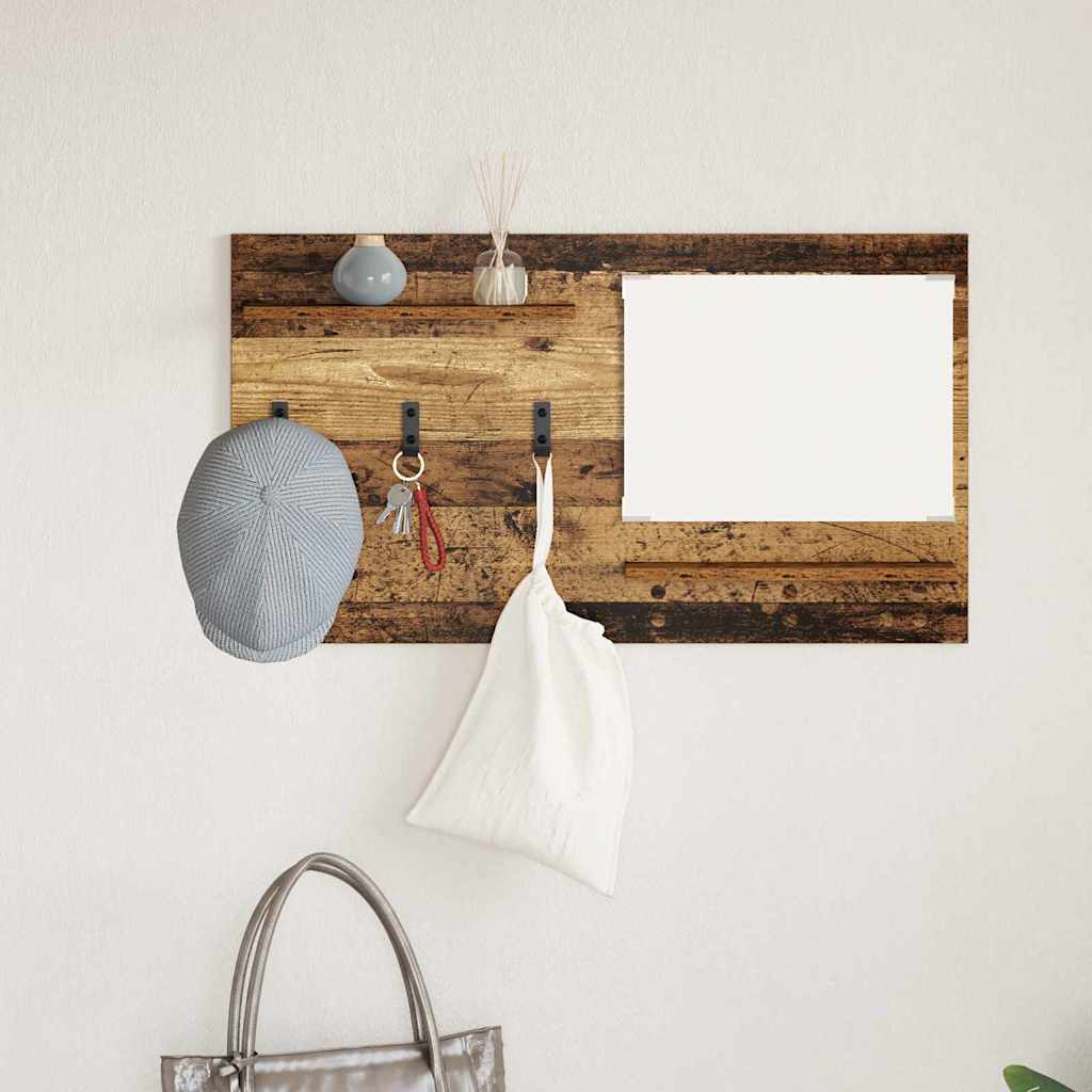 Wandgemonteerde kapstok Oudhout 90 x 10 x 50 cm Bewerkt hout is nu te koop bij PeponiXL, paradijselijk wonen!