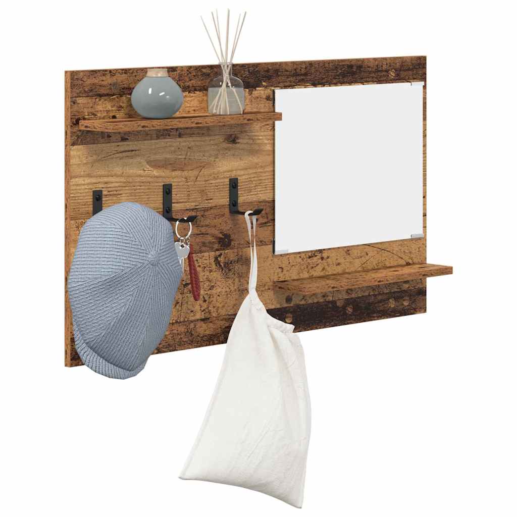 Wandgemonteerde kapstok Oudhout 90 x 10 x 50 cm Bewerkt hout is nu te koop bij PeponiXL, paradijselijk wonen!