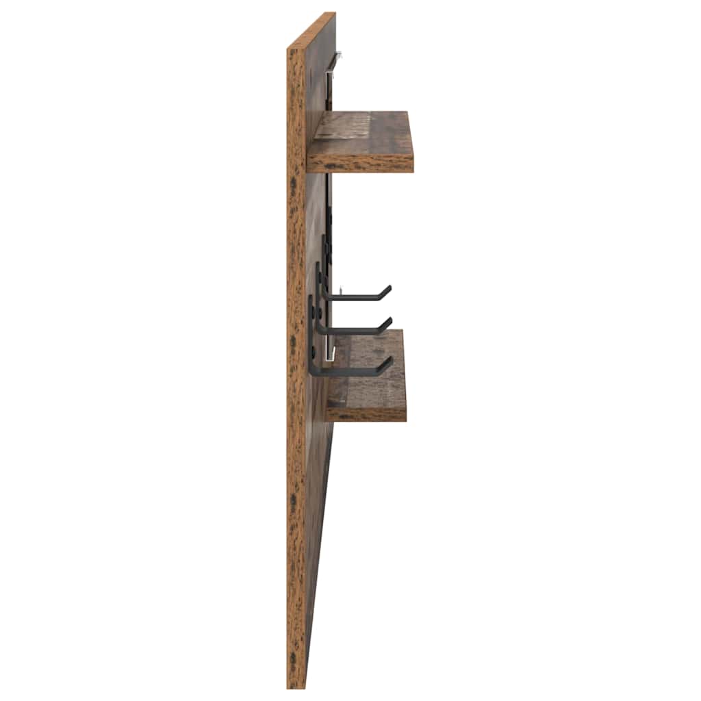 Wandgemonteerde kapstok Oudhout 90 x 10 x 50 cm Bewerkt hout is nu te koop bij PeponiXL, paradijselijk wonen!