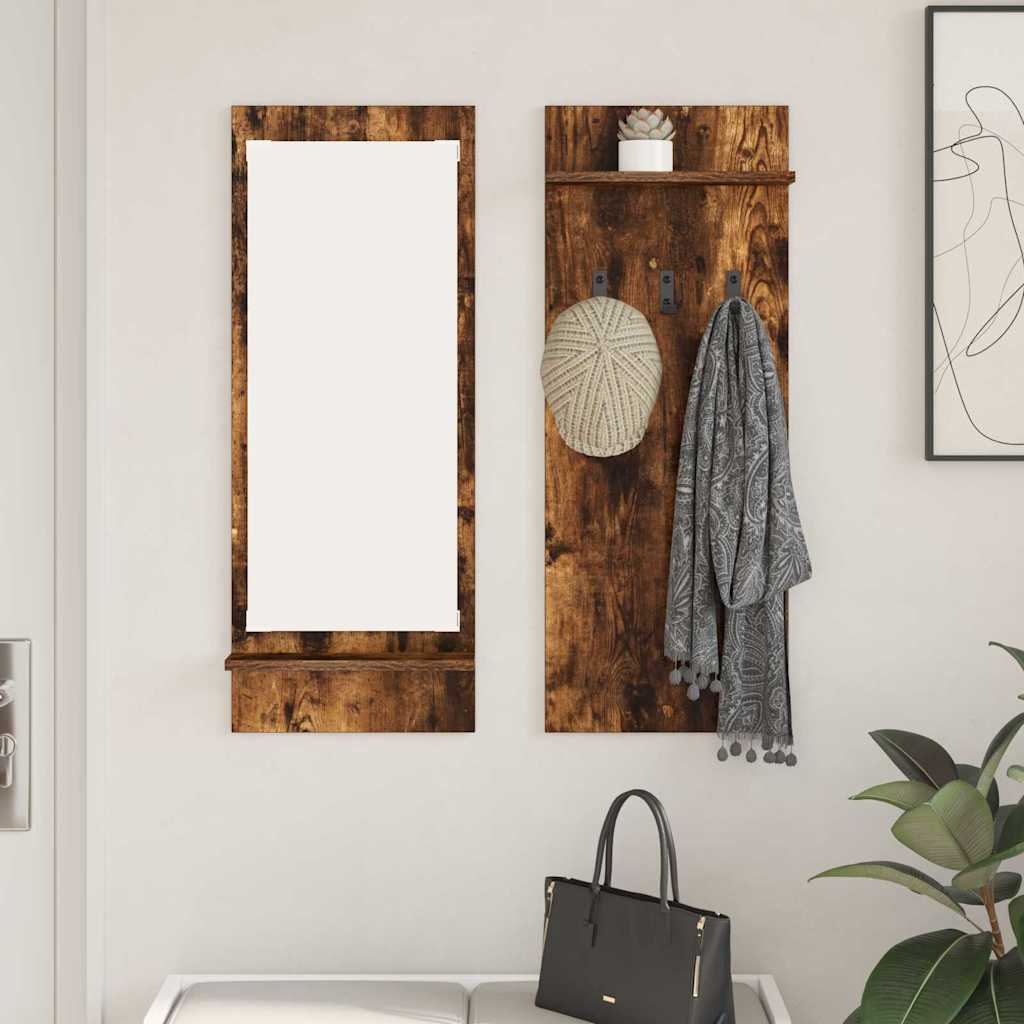 Wandgemonteerde kapstok met plank Gerookt eiken 70 x 10 x 90 cm is nu te koop bij PeponiXL, paradijselijk wonen!