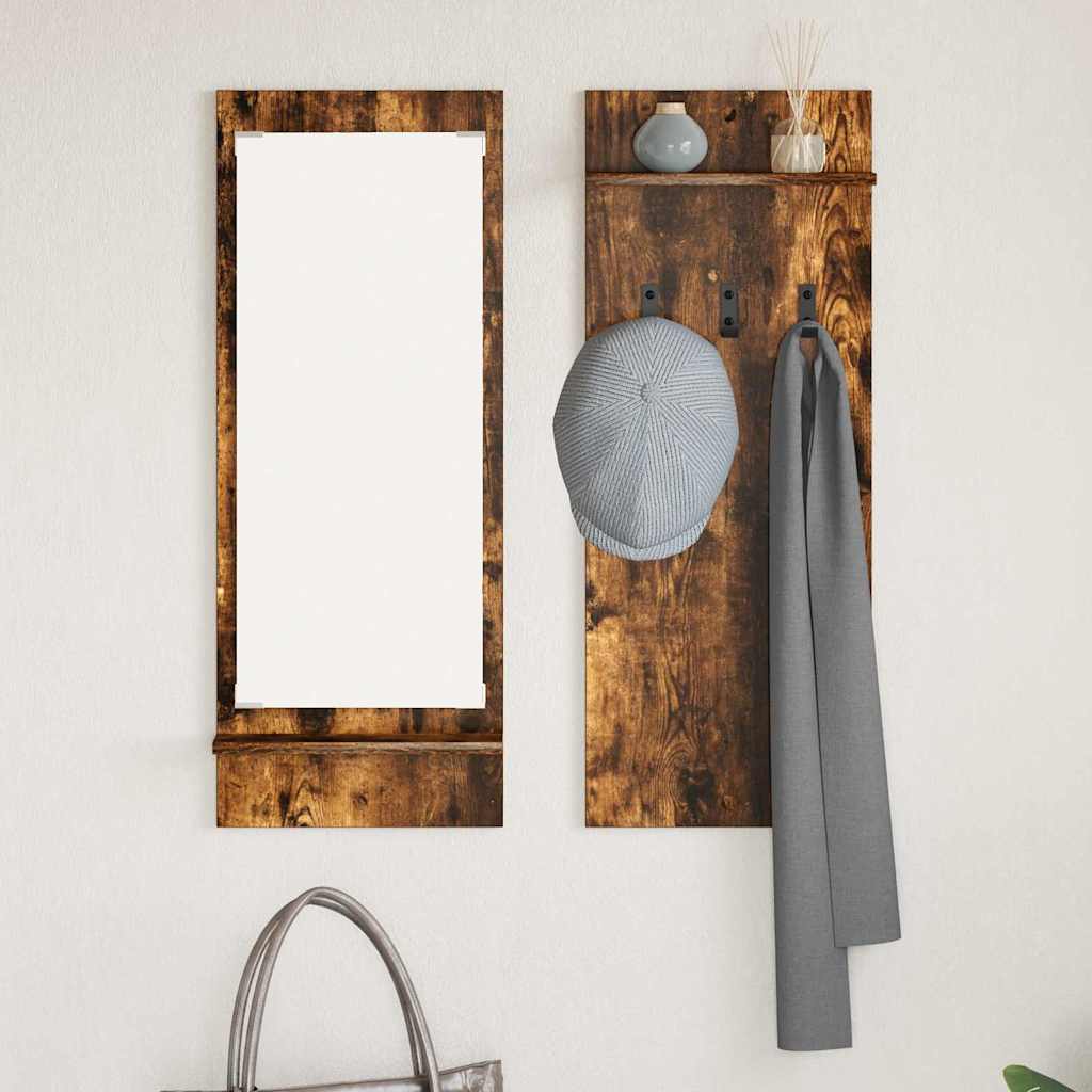 Wandgemonteerde kapstok met plank Gerookt eiken 70 x 10 x 90 cm is nu te koop bij PeponiXL, paradijselijk wonen!