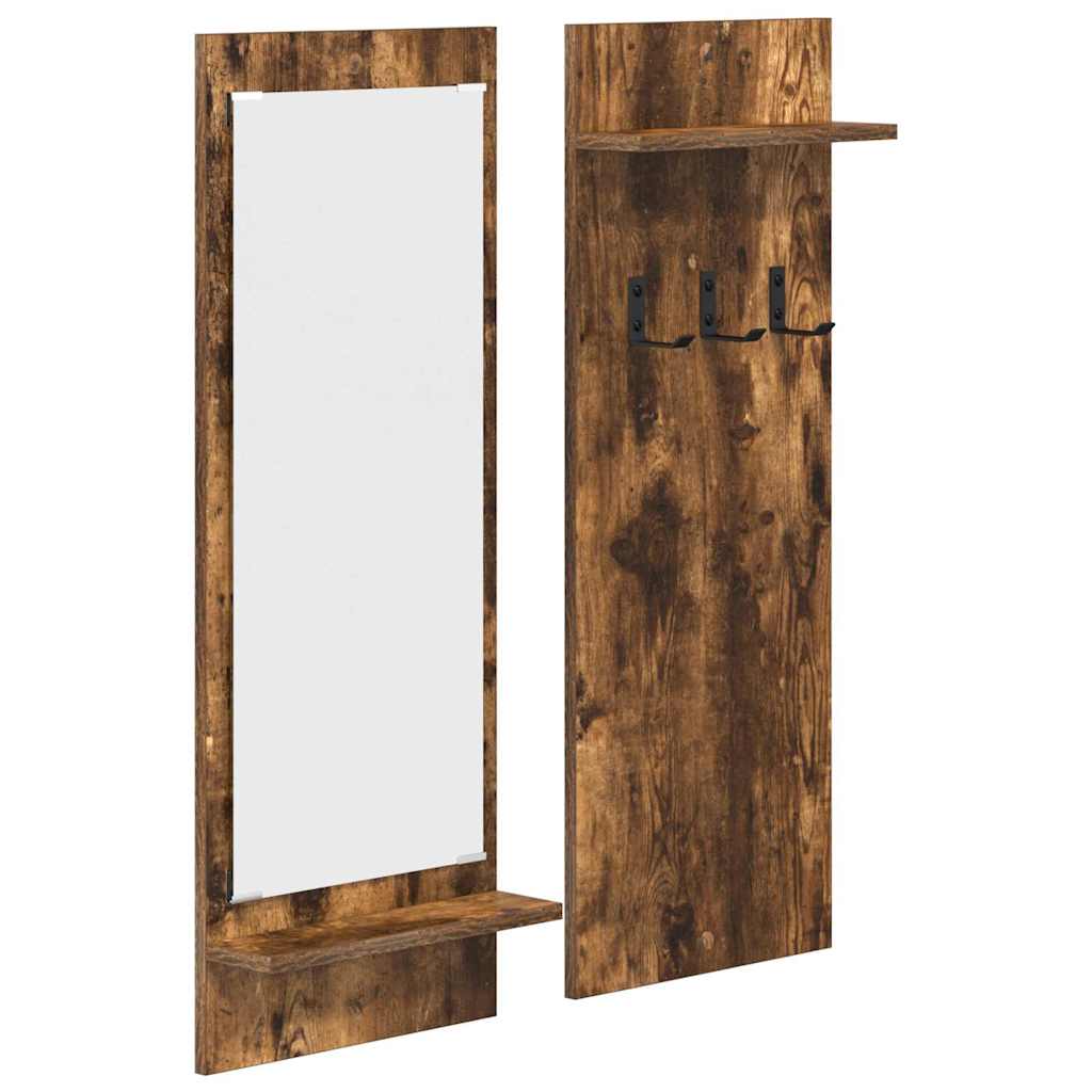 Wandgemonteerde kapstok met plank Gerookt eiken 70 x 10 x 90 cm is nu te koop bij PeponiXL, paradijselijk wonen!